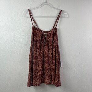 Torrid Festi Gauze Halter Top Lioness Leopard Print Brown Keyhole Tank 0 L 12